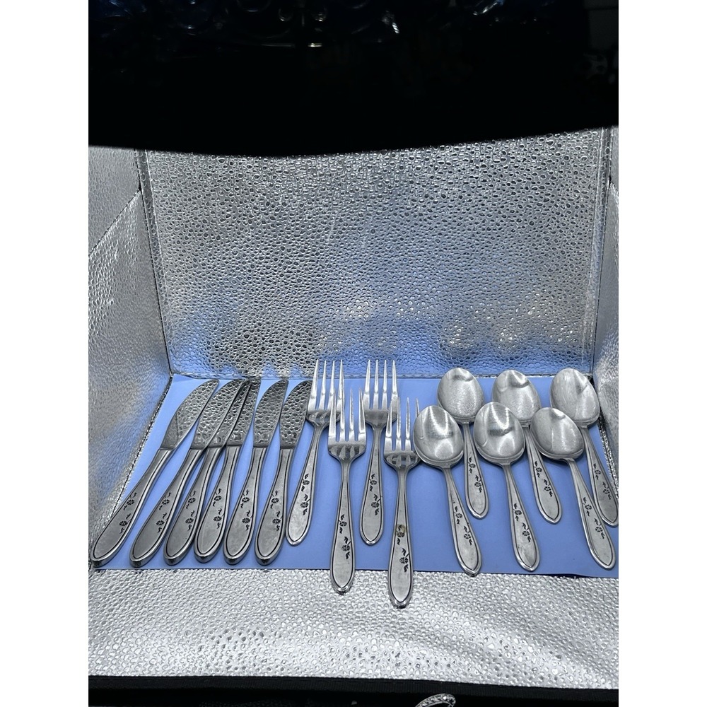 Vintage Imperial Stainless Steel Flatware Flower Dance Korea Lot‎ of 16